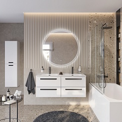 Cezares Тумба с раковиной Eco Cer-N 120 с 4 ящиками bianco lucido CZR-8095-120-2 ручки матовые чёрные – фотография-9