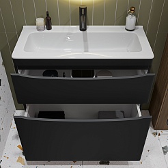 Vivon Тумба с раковиной Ostin 80 напольная черная матовая – фотография-5