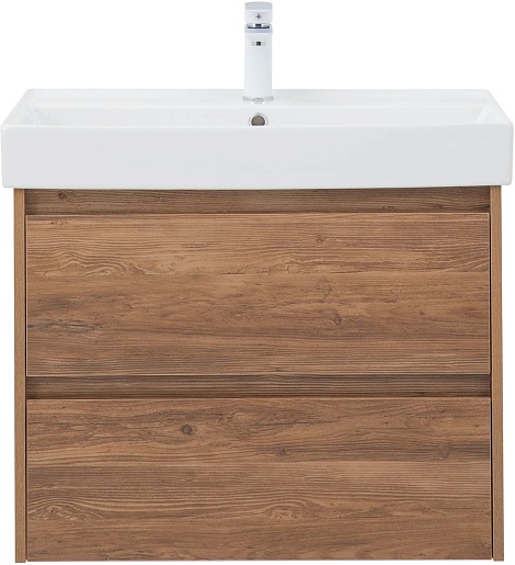 Aquanet Тумба с раковиной Nova Lite 75 подвесная дуб шоколадный – картинка-3
