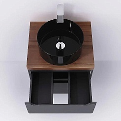Jorno Тумба с раковиной Wood 80 серая столешница темная – фотография-3