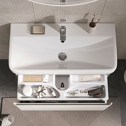 Equil Тумба под раковину Elegante 80 1 ящик подвесная амарок/белая – фотография-6