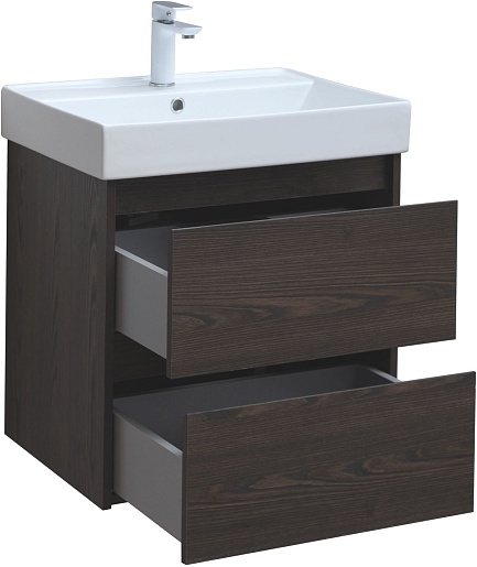 Aquanet Тумба под раковину Nova Lite 60 подвесная дуб черный – картинка-5