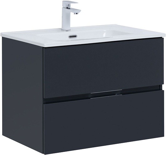 Aquanet Тумба с раковиной Алвита New 70 2 ящика подвесная антрацит матовая – фото-1