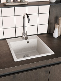 Teymi Мойка кухонная Helmi Smart 42 кварцевая белая матовая – фотография-6