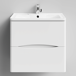 Водолей Тумба с раковиной Адель 60 подвесная белая – фотография-1