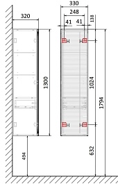 Jorno Шкаф пенал Karat 33/130 светлый бук – фотография-3