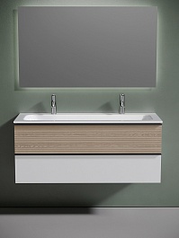 Sancos Тумба с раковиной Delta 120-2 дуб светлый/белый раковина Grace 121 CN7016 для двоих – фотография-2