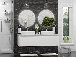 Misty Тумба с раковиной Виста 150 подвесная белая матовая с белой столешницей – фотография-10