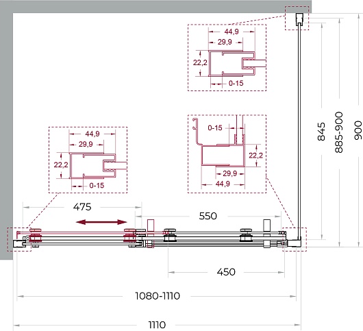 BelBagno Душевой уголок Marino MARINO-2-AH-1-110/90-C-Cr 110x90 профиль хром стекло прозрачное – фотография-10