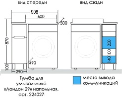 СанТа Мебель для ванной под стиральную машину Лондон 90 R белая – фотография-12