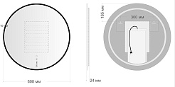 Aquanet Зеркало Контур 60x60 Led TX с подсветкой и антизапотеванием черное – фотография-4
