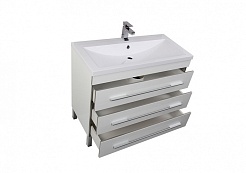 Aquanet Тумба с раковиной Верона 100 напольная, ящики, белая – фотография-6