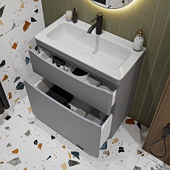 Vivon Тумба под раковину Ostin 70 напольная серая матовая – фотография-7