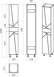 Misty Пенал для ванной Грани 35 L белый/венге – фотография-3