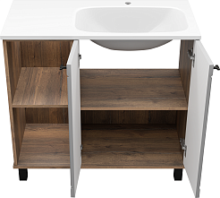 Brevita Тумба под раковину Lumus 90 R с подсветкой серая/дуб галифакс олово – фотография-9