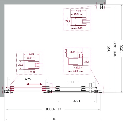 BelBagno Душевой уголок Marino MARINO-2-AH-1-110/100-C-Cr 110x100 профиль хром стекло прозрачное – фотография-10