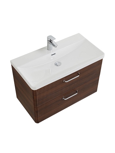 BelBagno Тумба с раковиной Due 80 подвесная Noce ручки Хром полированный – фотография-8