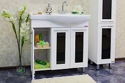 Sanflor Тумба с раковиной Валлетта 80 L черное стекло – фотография-4