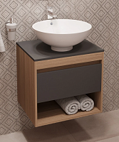 Teymi Тумба с раковиной Ritta 55 дуб эврика/графит матовый подвесная T60523 раковина T50103