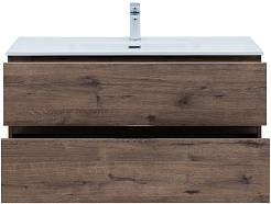 Aquanet Тумба с раковиной Алвита New 100 Flat подвесная дуб веллингтон табак – фотография-9