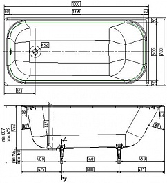Wotte Ванна чугунная Wotte Start 150х70 c отверстиями для ручек – фотография-2