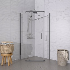 Triton Душевой уголок Дека-Графит 100x100 стекло прозрачное профиль графит – фотография-3