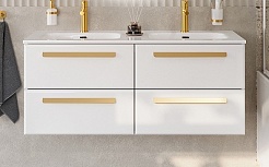 Cezares Тумба с раковиной Eco Cer-N 120 с 4 ящиками bianco lucido CZR-8095-120-2 ручки сатиновое золото – фотография-1