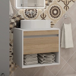 Teymi Тумба с раковиной Ritta 55 Lori 50 подвесная белый/дуб – фотография-2