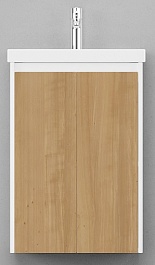 Velvex Тумба с раковиной Klaufs 50 белая/дерево – фотография-1