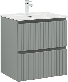 Aquanet Тумба с раковиной Джейн (Flat) 60 подвесная мисти грин матовая – фотография-2