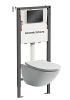 Ceramicanova Подвесной унитаз Mono Rimless с системой инсталляции Balance кнопка Square черный матовый