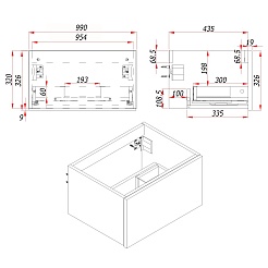 Зов Тумба с раковиной Кито Флавио 100 подвесная со столешницей белая – фотография-7