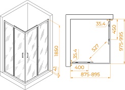 RGW Душевой уголок Passage PA-146 100x90 профиль хром стекло прозрачное – фотография-7