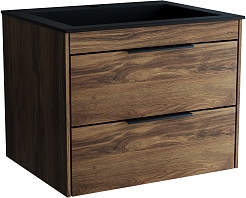Vincea Мебель для ванной с черной кварцевой раковиной Chiara 2D 60 подвесная дуб чарльстон – фотография-4