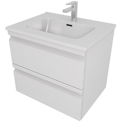 Aquatek Тумба с раковиной Вега 60 подвесная белый мат – фотография-1