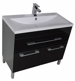 Aquanet Мебель для ванной Верона 100 черная, с ящиком, напольная (230321) – фотография-2