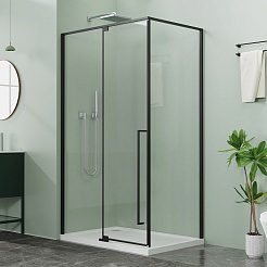 Azario Душевой уголок Male 100/100 стекло прозрачное профиль матовый черный – фотография-2