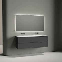 Sancos Тумба с раковиной Folk 140 grey soft раковина Grace 141 с двумя чашами CN7022wx – фотография-4