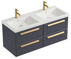 Cezares Тумба с раковиной Eco 120 с 4 ящиками grafito ручки сатиновое золото – фотография-1