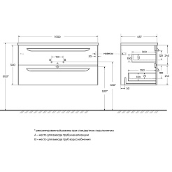 Cezares Тумба с раковиной Eco Cer-N 100 R bianco lucido ручки чёрные – фотография-12