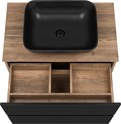 Brevita Тумба под раковину Dakota 80 дуб галифакс олово/черный кварц – фотография-4