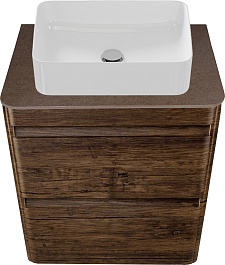 Style Line Тумба с раковиной подвесная Атлантика 60, старое дерево, столешница MI03 – фотография-1