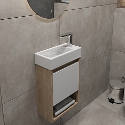 Teymi Тумба с раковиной Nura 37 R подвесная дуб/белый – фотография-3