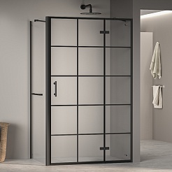 RGW Душевой уголок Passage PA-77-1B R (PA-07B R + Z-060-2B + держатель O-204B) 120x100 R профиль черный стекло прозрачное с рисунком – фотография-2