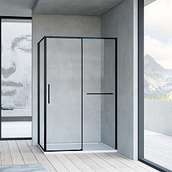 Vincea Душевой уголок Slim Soft 120x100 VSR-1SS1012CLB профиль черный стекло прозрачное – фотография-2