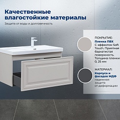 Aquanet Мебель для ванной Агата 90 L подвесная бежевая матовая – фотография-27