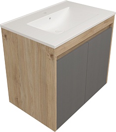 Teymi Тумба с раковиной Netta 70 подвесная дуб/графит – фотография-1