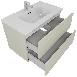 Aquatek Тумба с раковиной Вега 80 подвесная шалфей зеленый – фотография-2