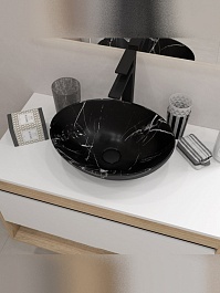 Teymi Раковина накладная в ванную Lori 40 мрамор чёрный матовый T50483 – фотография-5