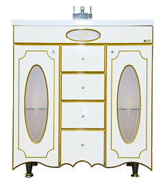 Misty Мебель для ванной Монако 80 L белая патина – фотография-4